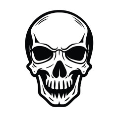  Black and white vector image of a human skull