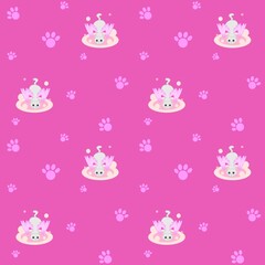 Colored cats seamless pattern, fantasy winged cats