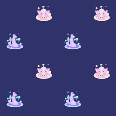 Soft cats seamless pattern, fantasy winged cats