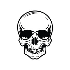  Black and white vector image of a human skull