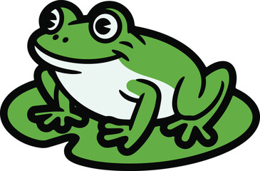 green frog cartoon. vector illustration