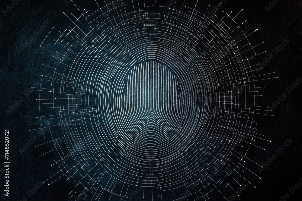 Poster digital fingerprint design featuring intricate lines and ample copy space for branding or text place