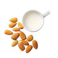 Delicious Almond Milk in Cup with Almonds