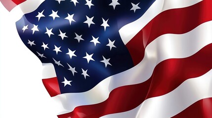 Obraz premium Vector illustration of a waving American flag with crisp details on a transparent background, suitable for advertising and promotional designs.