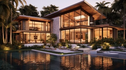 Modern Tropical Residence With Luxurious Pool And Landscaping