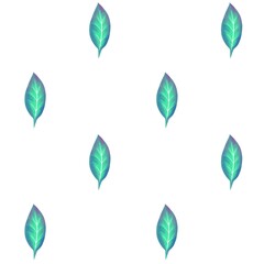 Turquoise leaves seamless pattern, garden elements