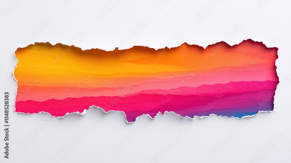 Poster vibrant abstract color gradient with torn paper edge creating a stunning visual effect.