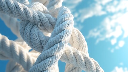 Close up of a rope on a background of the blue sky