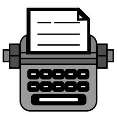 Flat design typewriter, flat icon