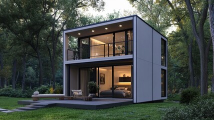 Modern House in a Lush Green Forest Setting
