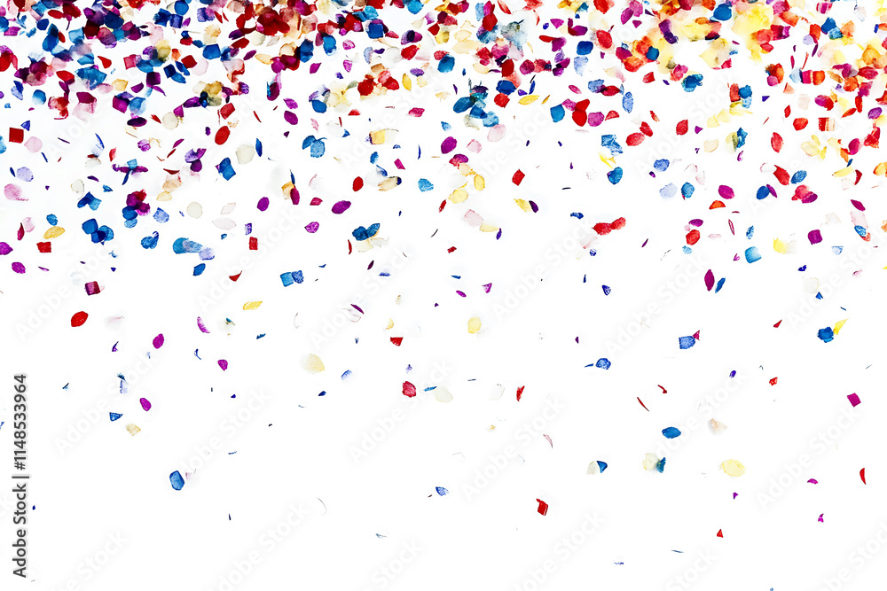 Wall mural falling multicolored confetti isolated on transparent background. 3d rendering