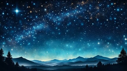 Cosmic blue sky with shining scattered dots creating a dreamy abstract background.