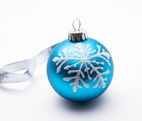 Blue Christmas Ornament Snowflake Design Festive Winter Holiday Decoration