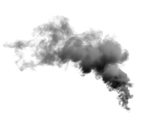 Grey smoke on the transparent background. Cigarette quitting concept. Air pollution idea