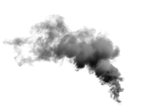 Grey smoke on the transparent background. Cigarette quitting concept. Air pollution idea