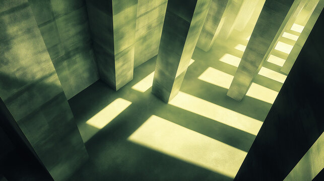  Abstract Architectural Shadows and Light in Green Tones