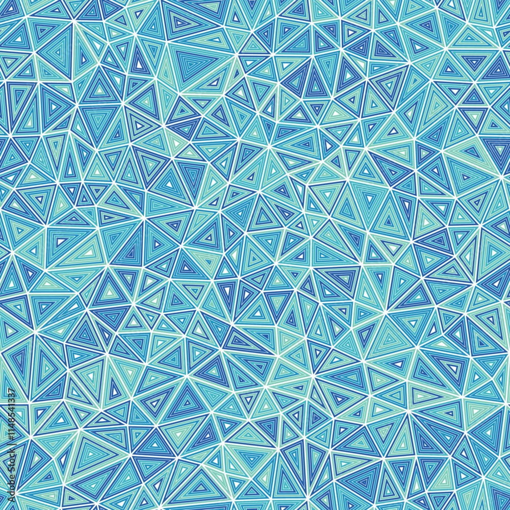 Poster triangles pattern geometric design. compact shape size. multiple repeated inner triangles. multicolo