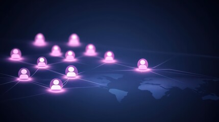 Luminous network connecting people, a symbol of digital communication and global unity in the modern age
