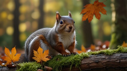 squirrel in autumn park