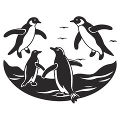 Naklejka premium penguins on the ice