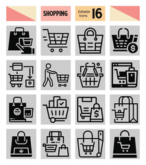Professional Shopping Icon Set Vector Design