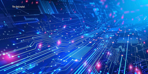 Technology Concept Illustration with Blue Circuit Board Design