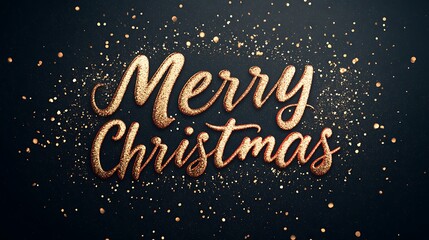 Glittering Gold Merry Christmas Festive Greeting