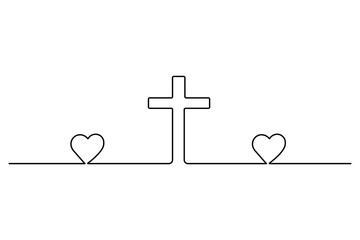 Christian three cross icon continuous one line art drawing with editable stroke vector Icon.