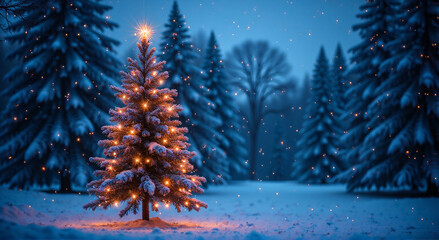 christmas tree with snow