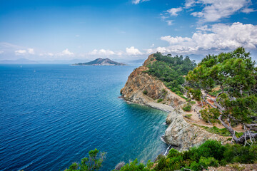 Fototapeta premium Beautiful coastline view of Fethiye Town in Turkey