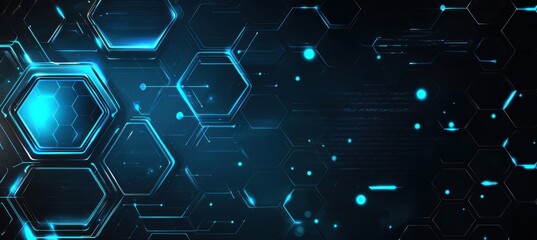 Fototapeta premium Futuristic AI Researcher Email Signature Design with Metallic Background and Hexagonal Frame