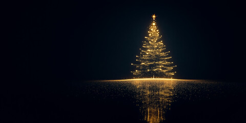 abstract christmas tree,Glittering Christmas trees Reflections on the floor.