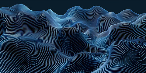 Displayed an abstract pattern composed of lines, the undulations of which create a mountain like visual effect