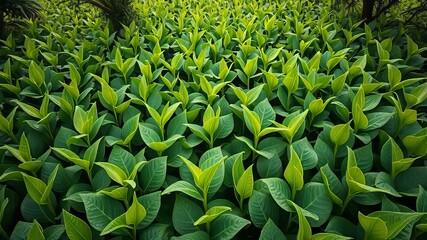 Fototapeta premium Brazilian Soybean Plantation Aerial View - Vibrant Green Fields