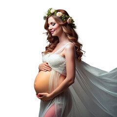 Beauty Pregnant Woman. Isolated on a transparent background