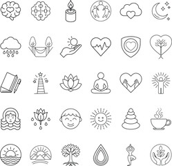 Mindfulness, Wellness, and SelfCare Icons Holistic Health Symbols