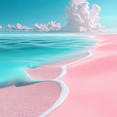 A pastel pink seashore vision for a summer vacation.