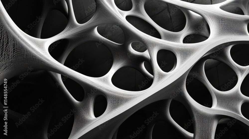 Poster abstract background featuring curved intersecting lines forming a web-like structure.