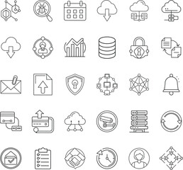 Cloud Computing, Network Security, Data Management, System Icons