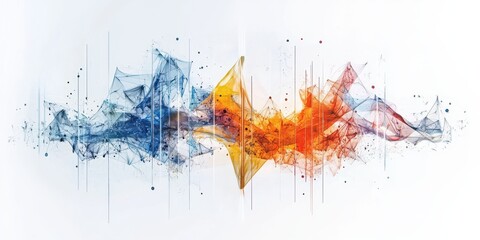 Fototapeta premium A vibrant abstract representation of sound waves, blending blue and orange hues, symbolizing energy and rhythm.