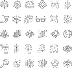 Isometric Icons Data, Vision, Perspective, Navigation, and Technology