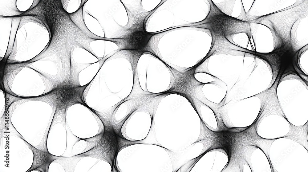 Poster abstract line background with connected nodes forming a neural network concept, isolated on white.
