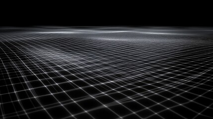Naklejka premium Abstract line background with a glowing, grid-like pattern of interconnecting lines on black.