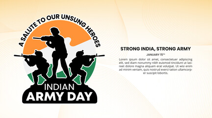 Indian Army Day background with silhouettes of soldiers