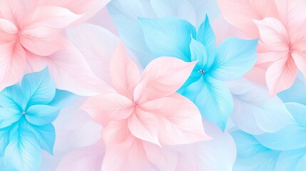 Vibrant Floral Watercolor Design, A playful blend of blue and pink flowers, perfect for Valentine's Day and winter celebrations, an abstract pattern for festive backgrounds.