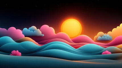 Abstract glowing pastel clouds, layered with smooth light effects, surreal tones, 3D illustration