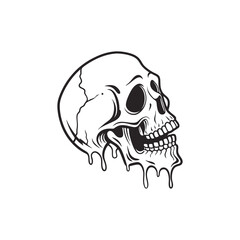 crescent moon skull vector handdrawn stippling style