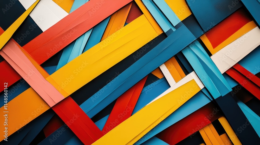 Poster dynamic background of intersecting colorful lines forming a layered, abstract design.