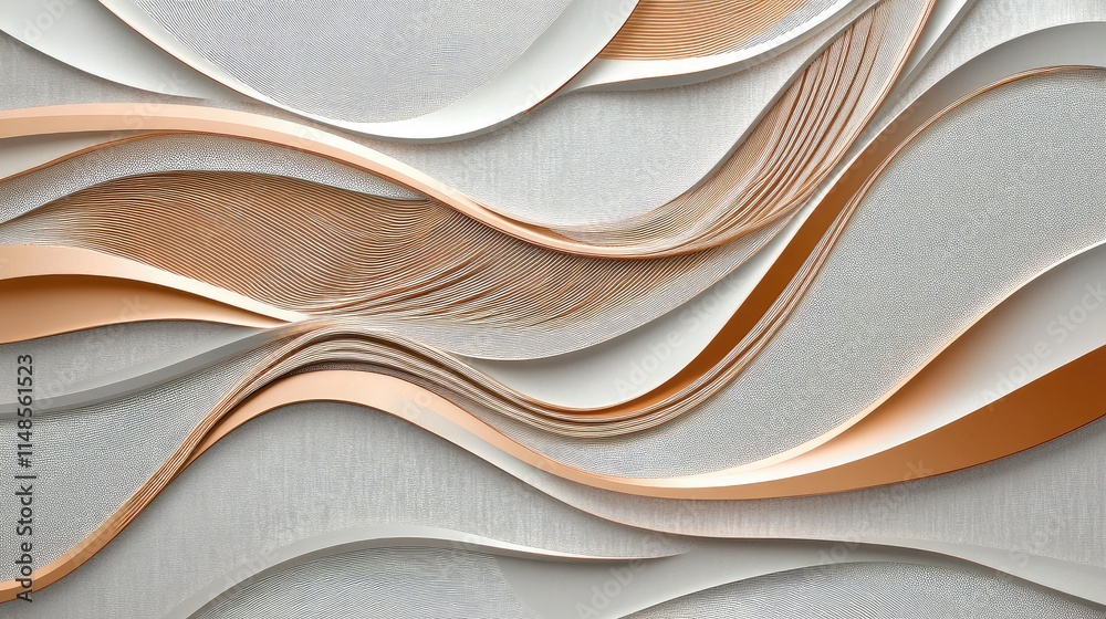 Poster elegant line background with subtle wave patterns in metallic tones on a light gray backdrop.