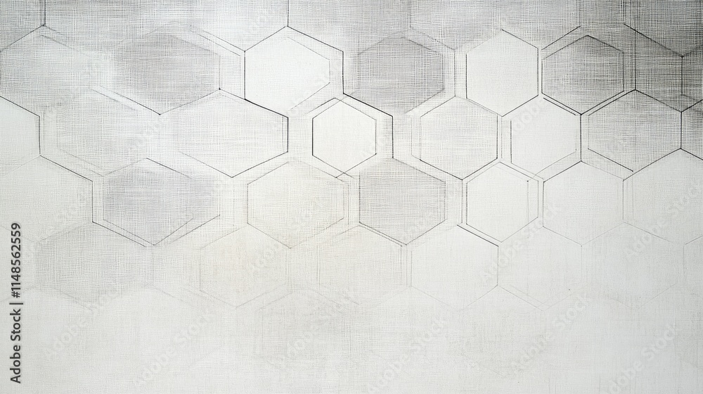 Poster geometric line background with a hexagonal grid pattern in light gray tones on a white canvas.